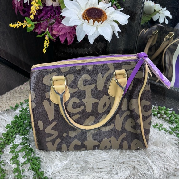 -Y2k Victoria’s Secret Small Brown Logo Bowler Handbag - Picture 9 of 16